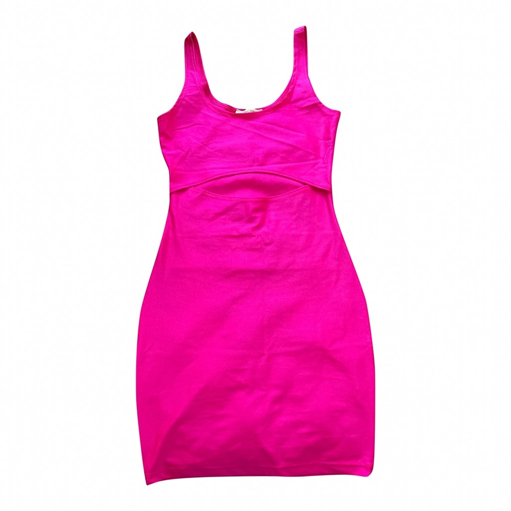 Neon Pink Cut-Out Bodycon Dress